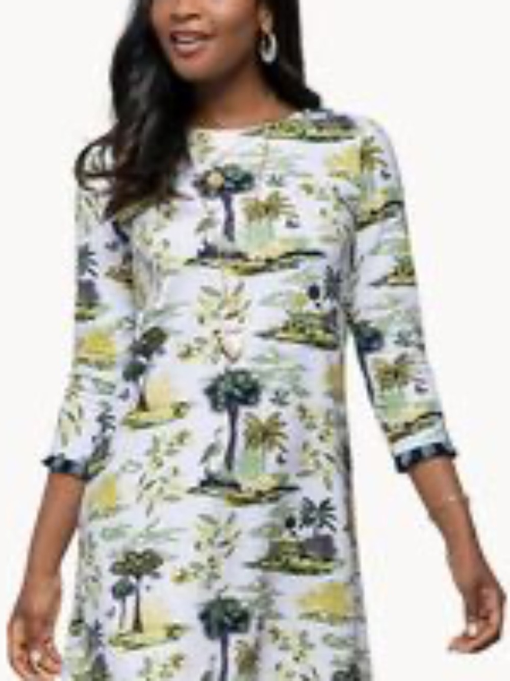 Spartina Palm & Heron Print Dress — Size Large